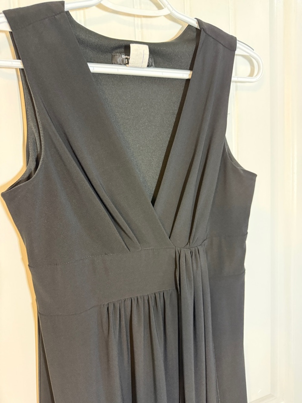 Vintage 90s B Moss Black Sleeveless Wrap Style Midi Dress Size M